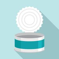 Open tin can icon, flat style vector