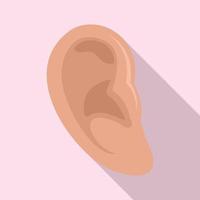 Music ear icon, flat style vector