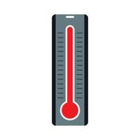 Thermometer with high temperature icon, flat style vector