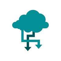 Storing files in cloud icon, flat style vector