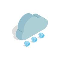 Cloud and hail icon, isometric 3d style vector