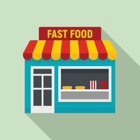 Fast food shop icon, flat style vector