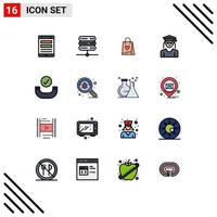 Set of 16 Modern UI Icons Symbols Signs for checked woman shopping graduation cap Editable Creative Vector Design Elements