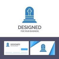 Creative Business Card and Logo template Death Grave Gravestone Rip Vector Illustration