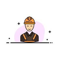 Worker Building Carpenter Construction Repair  Business Flat Line Filled Icon Vector Banner Template