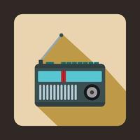 Retro radio receiver icon, flat style vector