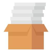 Box with documents icon, flat style vector