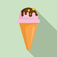 icono de cono de helado, estilo plano vector