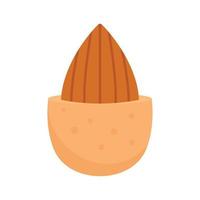 Half shell almond icon, flat style vector