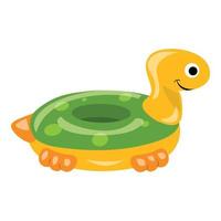 icono de anillo inflable de tortuga, estilo de dibujos animados vector