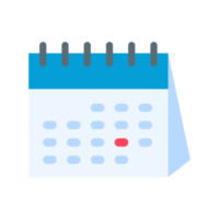 Calendar icon. A red calendar for reminders of appointments and important festivals in the year. png