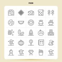 contorno 25 conjunto de iconos de alimentos diseño de estilo de línea vectorial conjunto de iconos negros paquete de pictogramas lineales diseño de ideas de negocios web y móviles ilustración vectorial vector