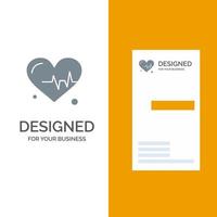 Heart Beat Science Grey Logo Design and Business Card Template vector