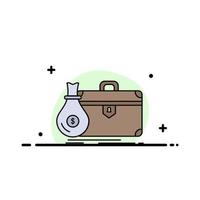 briefcase business case open portfolio Flat Color Icon Vector