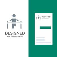 Exercise Gym Gymnastic Health Man Grey Logo Design and Business Card Template vector