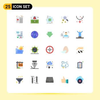 Conjunto de 25 colores planos universales para aplicaciones web y móviles, búsqueda de regalos, búsqueda de compra, elementos de diseño de vectores editables móviles