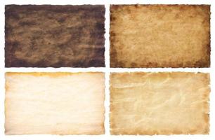 collection set old parchment paper sheet vintage aged or texture isolated on white background photo