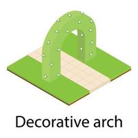 Decorative arch icon, isometric style vector