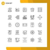 Universal Icon Symbols Group of 25 Modern Lines of multimedia database leaves secure protection Editable Vector Design Elements