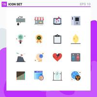 Set of 16 Modern UI Icons Symbols Signs for search refrigerator building fridge heart Editable Pack of Creative Vector Design Elements