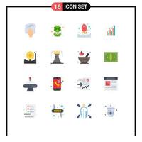 Pack of 16 Modern Flat Colors Signs and Symbols for Web Print Media such as statistics diagram launching business graph Editable Pack of Creative Vector Design Elements