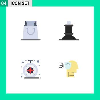 Set of 4 Modern UI Icons Symbols Signs for bag personal bishop browser security Editable Vector Design Elements