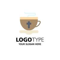 Tea Cup Easter Hot Business Logo Template Flat Color vector