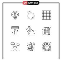 Universal Icon Symbols Group of 9 Modern Outlines of browser pinch grid out razor Editable Vector Design Elements