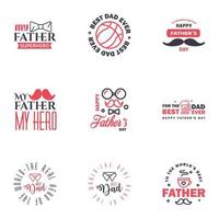9 Black and Pink Happy Fathers Day Design Collection A set of twelve brown colored vintage style Fathers Day Designs on light background Editable Vector Design Elements
