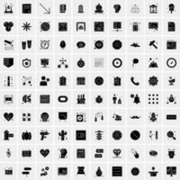 Set of 100 Universal Solid Icons vector