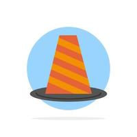 Cone Protection Road Roadblock Stop Warning Abstract Circle Background Flat color Icon vector