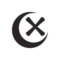 Cross and crescent icon, simple style vector