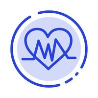 Medical Heart Heartbeat Pulse Blue Dotted Line Line Icon vector