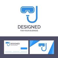 Creative Business Card and Logo template Beach Goggles Snorkeling Underwater Vector Illustration