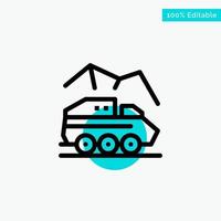 Exploration Planet Rover Surface Transport turquoise highlight circle point Vector icon