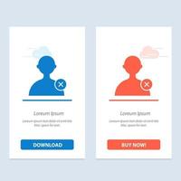 Delete Man User  Blue and Red Download and Buy Now web Widget Card Template vector