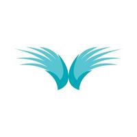 Two blue wing birds icon, flat style vector