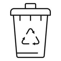 Eco garbage bin icon, outline style vector