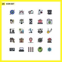 25 User Interface Filled line Flat Color Pack of modern Signs and Symbols of contact phone wave hdmi cable Editable Vector Design Elements