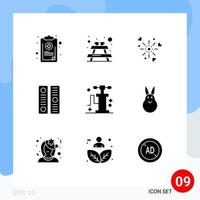 9 Universal Solid Glyph Signs Symbols of transport file cover fireworks document archive Editable Vector Design Elements