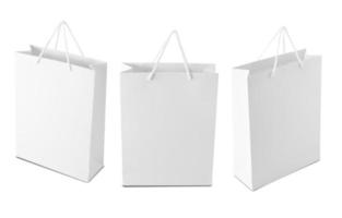 Set of White shopping bag isolated on white background with clipping path photo