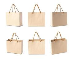 Set of Brown paper shopping bag isolated on white background with clipping path photo