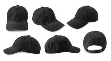 Set of Black Baseball cap isolated on white background with clipping path photo