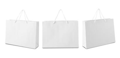 Set of White shopping bag isolated on white background with clipping path photo