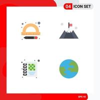 User Interface Pack of 4 Basic Flat Icons of education management flag user globe Editable Vector Design Elements