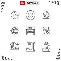 9 Icons Line Style Grid Based Creative Outline Symbols for Website Design Simple Line Icon Signs Isolated on White Background 9 Icon Set vector