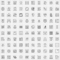 paquete de 100 iconos de líneas universales para móviles y web vector