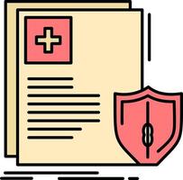 documento protección escudo médico salud color plano icono vector icono banner plantilla