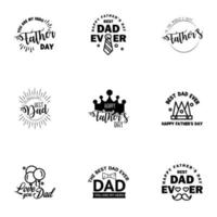 Happy Fathers Day 9 Black Vector Element Set Ribbons and Labels Editable Vector Design Elements