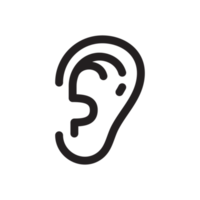 icono de oreja. diseño de la línea del oído el concepto de problemas auditivos aislados en el fondo png